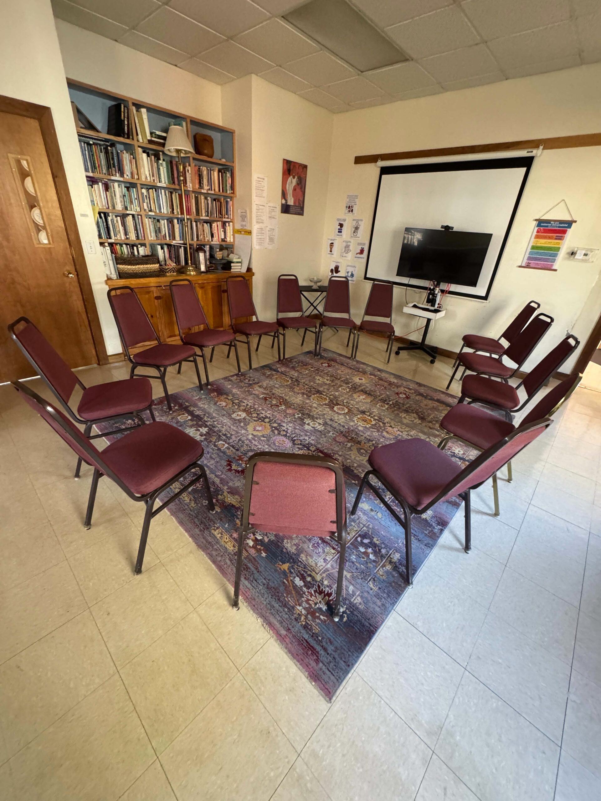 The Gathering Room, set with tables