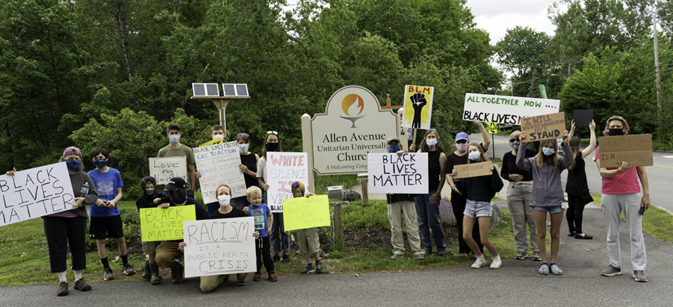 People gathered in front of the church for Black Lives Matter demonstrations in 2020.