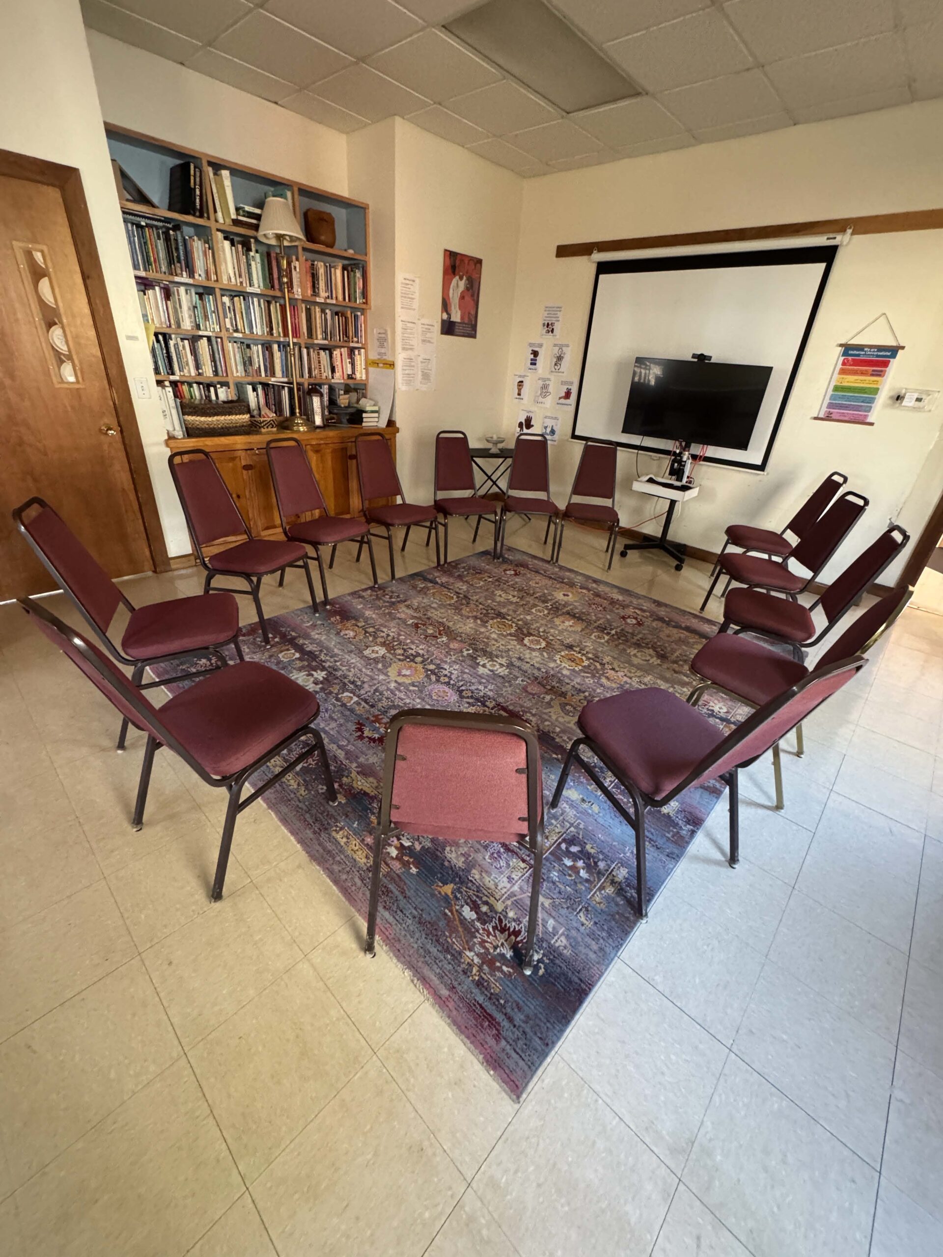 The Gathering Room, set with tables